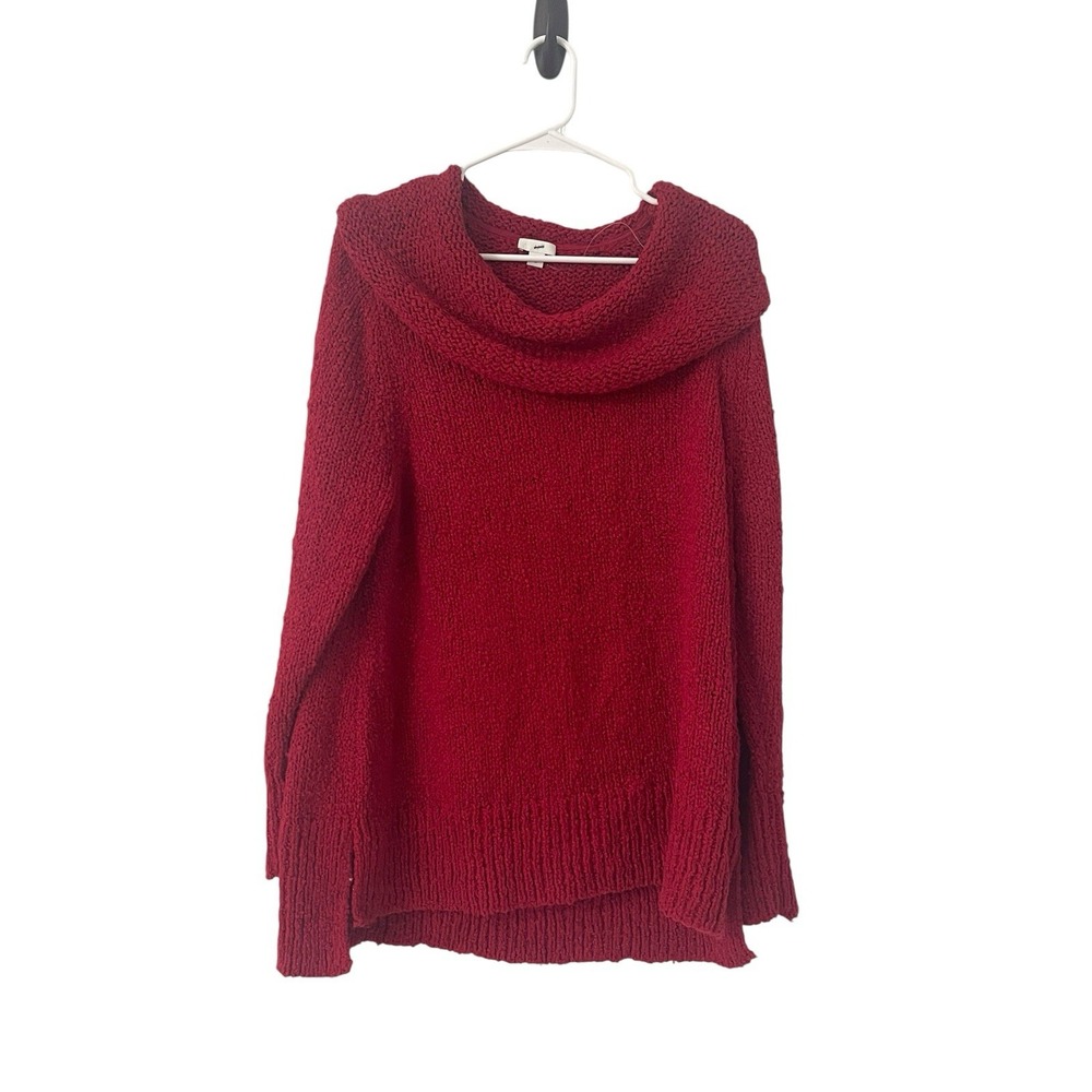NWOT J.Jill Nubby Knit Red Funnel Neck 2X Sweater Tunic Oversized Holiday Lagen